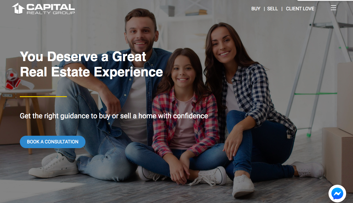 Screenshot of customer website for copywriting and brand marketing